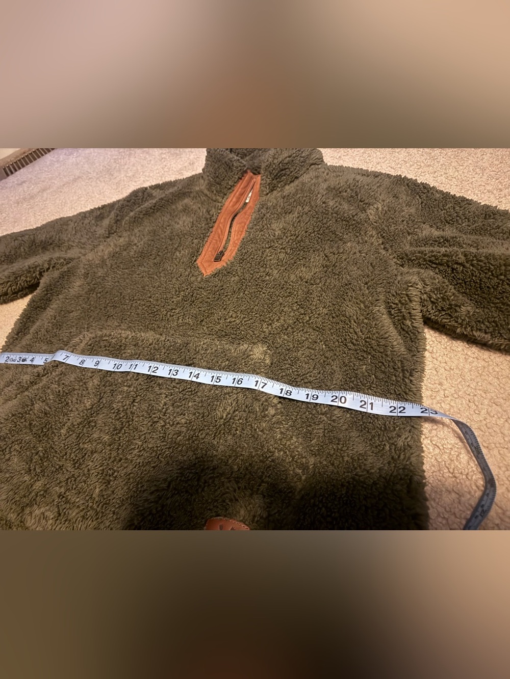 Legendary Whitetails Olive Sherpa Quarter-Zip Pullover with Tan Trim - Picture 4 of 5